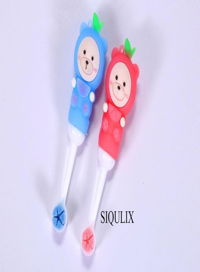 SIQULIX فرشاة أسنان سيكوليكس للأطفال (من 3 إلى 8 سنوات) مع كوب شفط، طقم من قطعتين | شعيرات مدببة فائقة النعومة للأسنان اللبنية والدائمة | مع مكشطة للسان ومادة خالية من مادة BPA (طقم من قطعتين) - Image 3